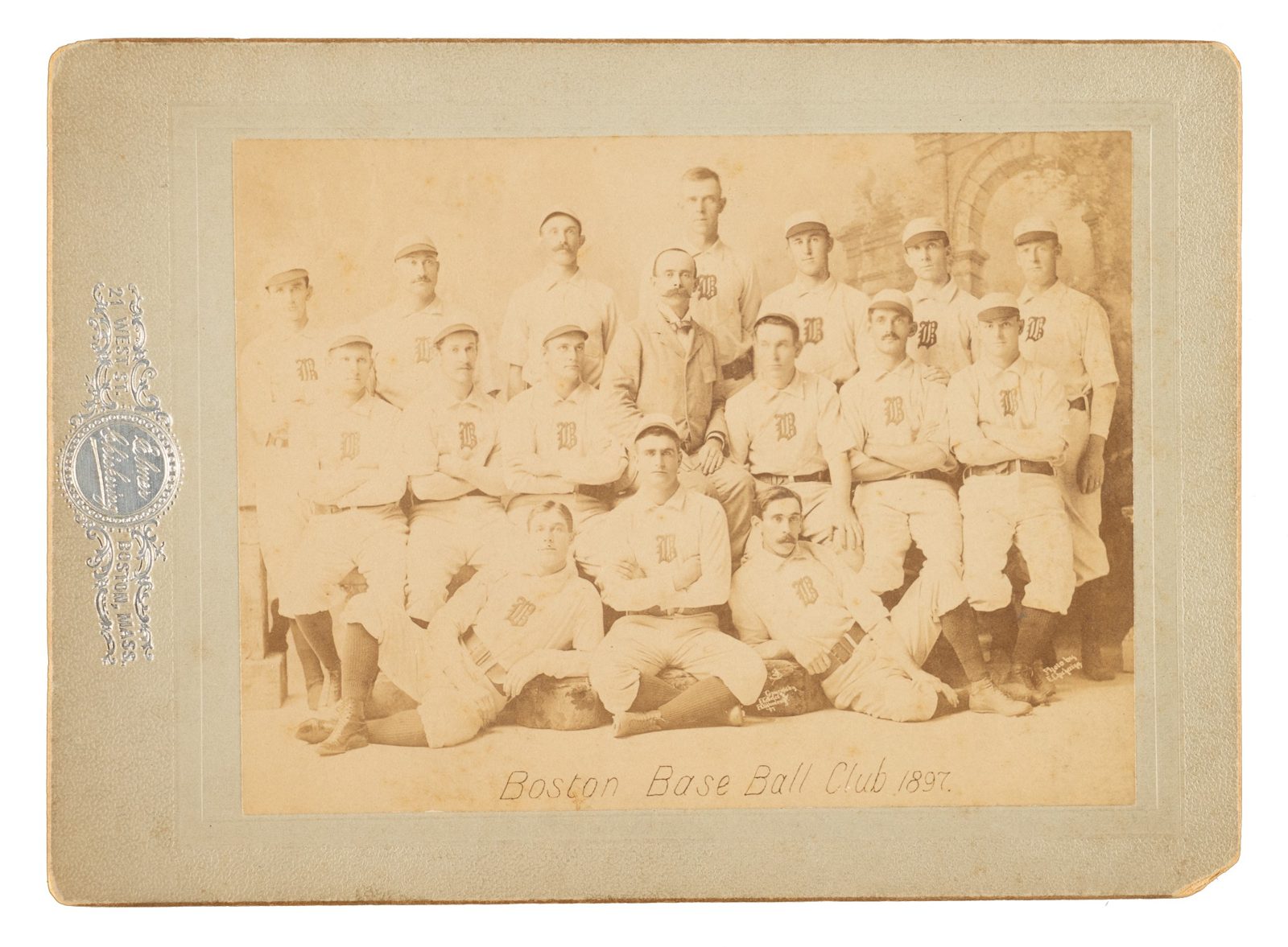 1897 Elmer Chickering Boston Beaneaters National League Champions Cabinet Card with Frank Selee, Hugh Duffy, Kid Nichols, Billy Hamilton, and Jimmy Collins | REA Archive