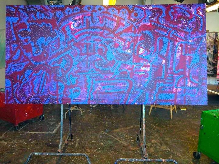 The Incident (wall paints on drywall, 8 ft × 4 ft)